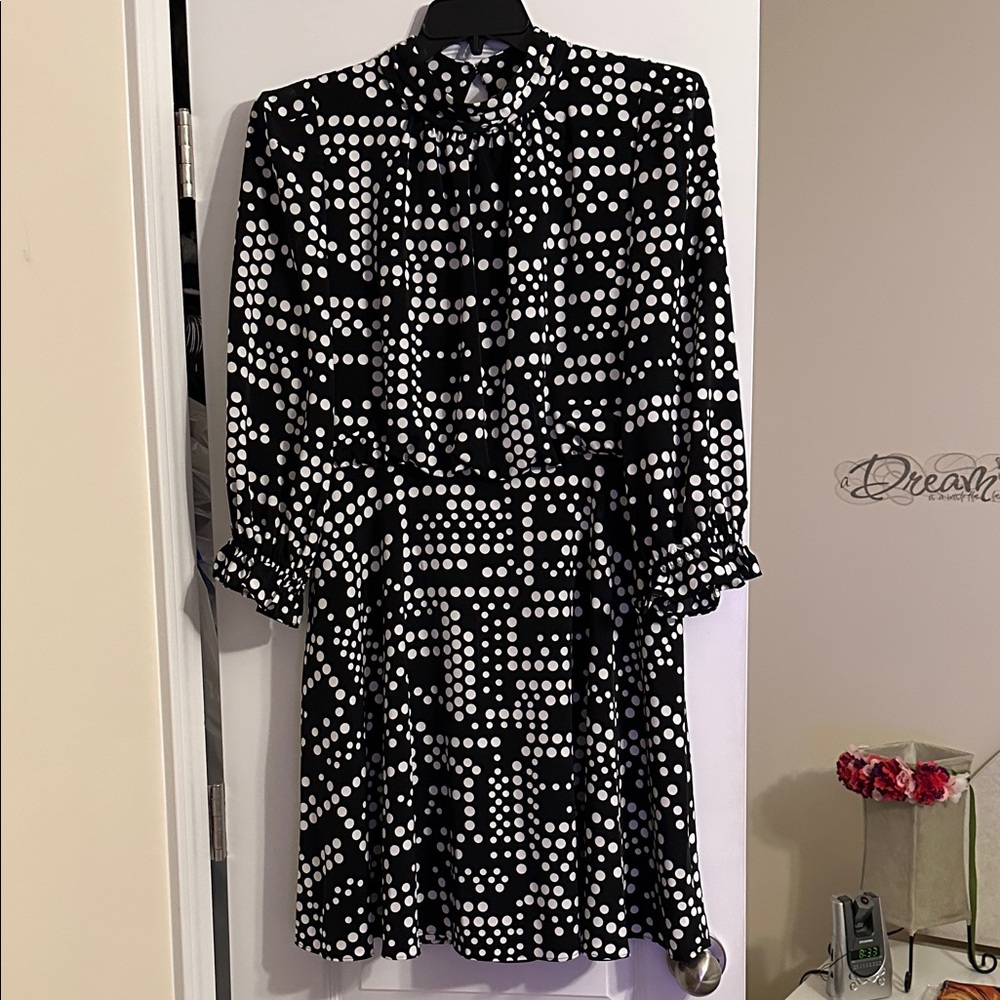 Karl Lagerfeld Black and White Geometric Dot Dress